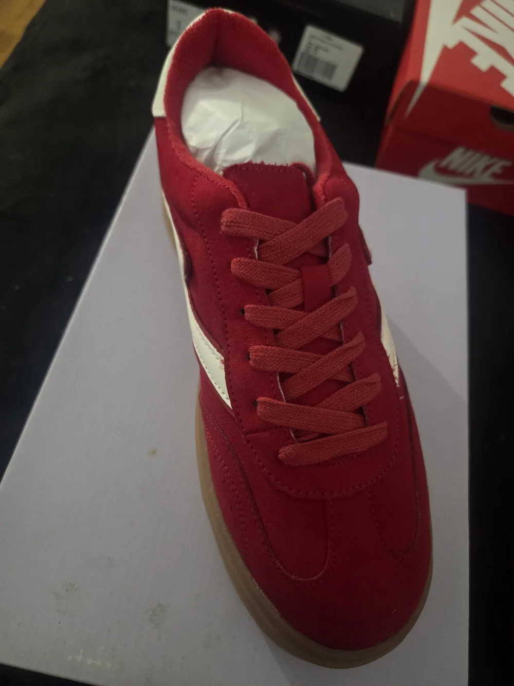 Madden Girl Red Platform Sneakers with White Accent